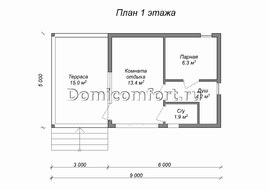 Баня из пеноблоков 6 на 5 с террасой
